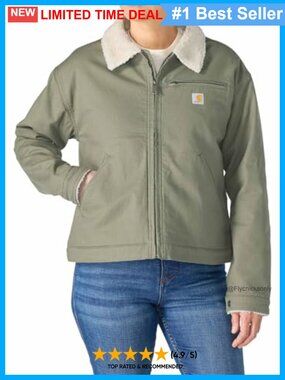 Carhartt Crawford Sherpa Detroit Jacket Loose Fit Stretch Canvas